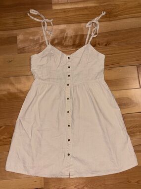 Aerie Cream Tie-Shoulder Button-Front Mini Sundress